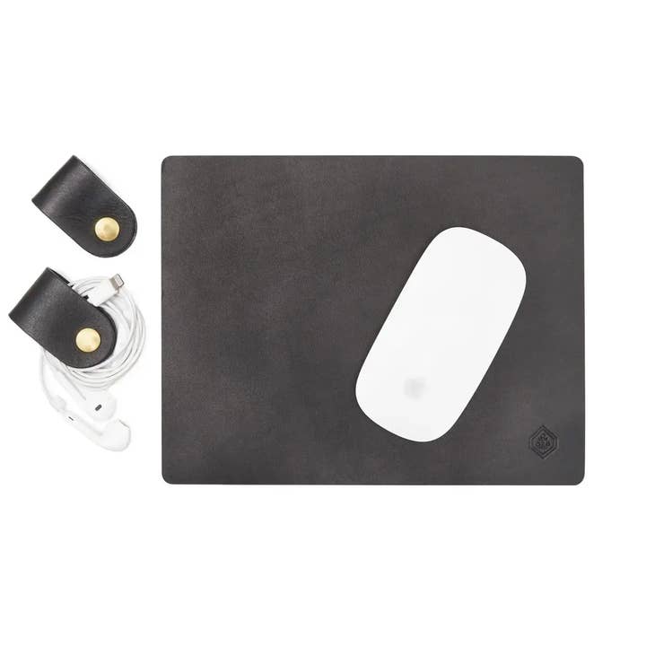 Son of a Sailor – wholesale Desk set – Zed Leather Desk Set / Mouse Pad + Cord Keepers Made in USA