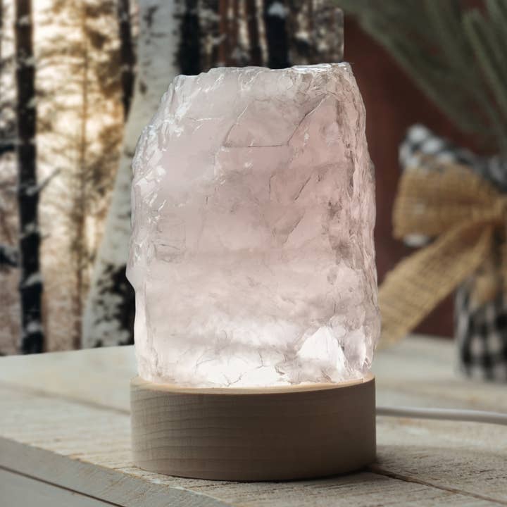 Natures Artifacts Inc - Wholesale Accent/Desk Lamp - Rose Quartz LED Lamp 8