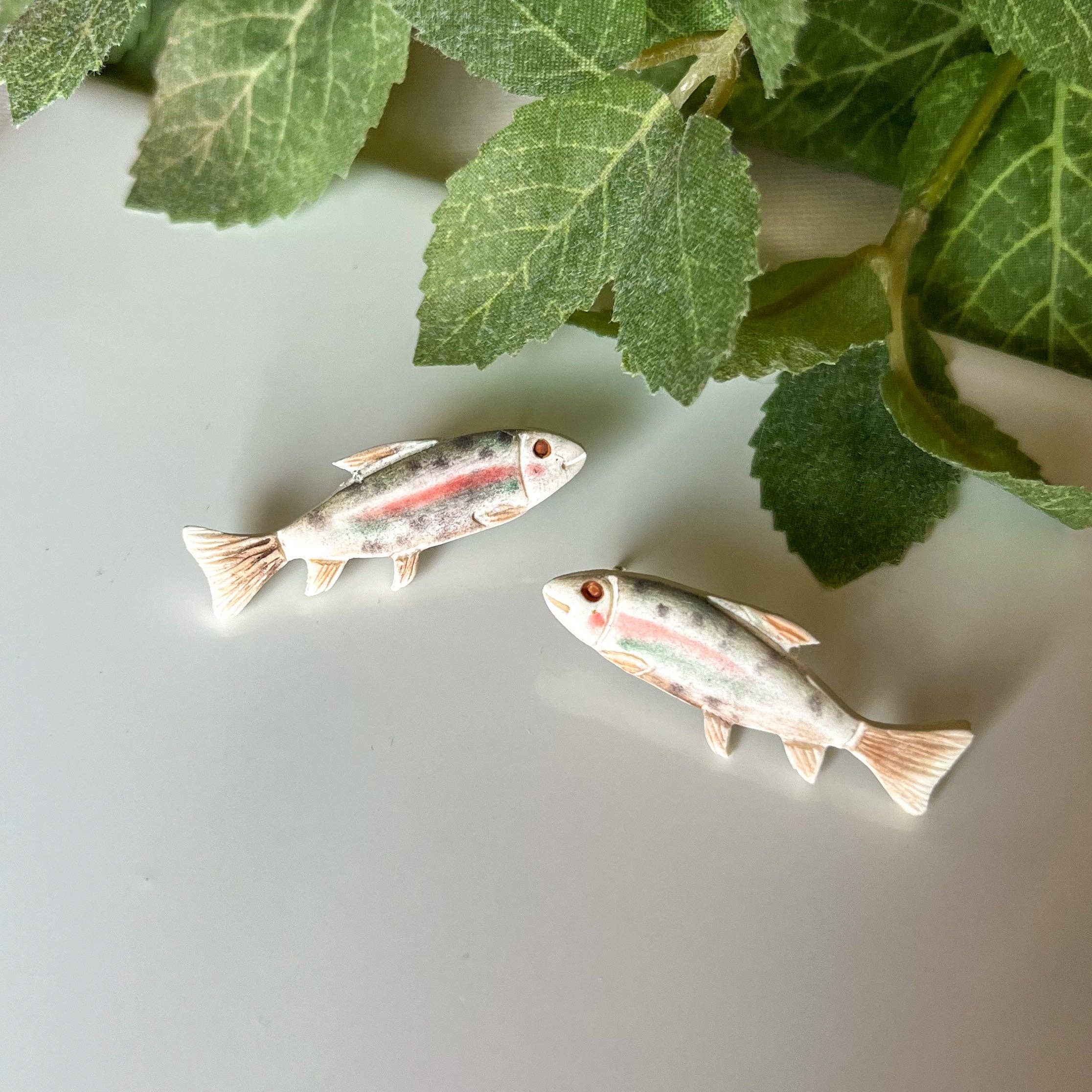 Retrochrome Creations - Wholesale Stud/Post Earrings - Rainbow trout earrings | sterling silver