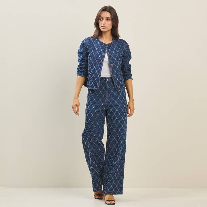 Veste en jean à surpiqûres diamantées pour la vente par Able