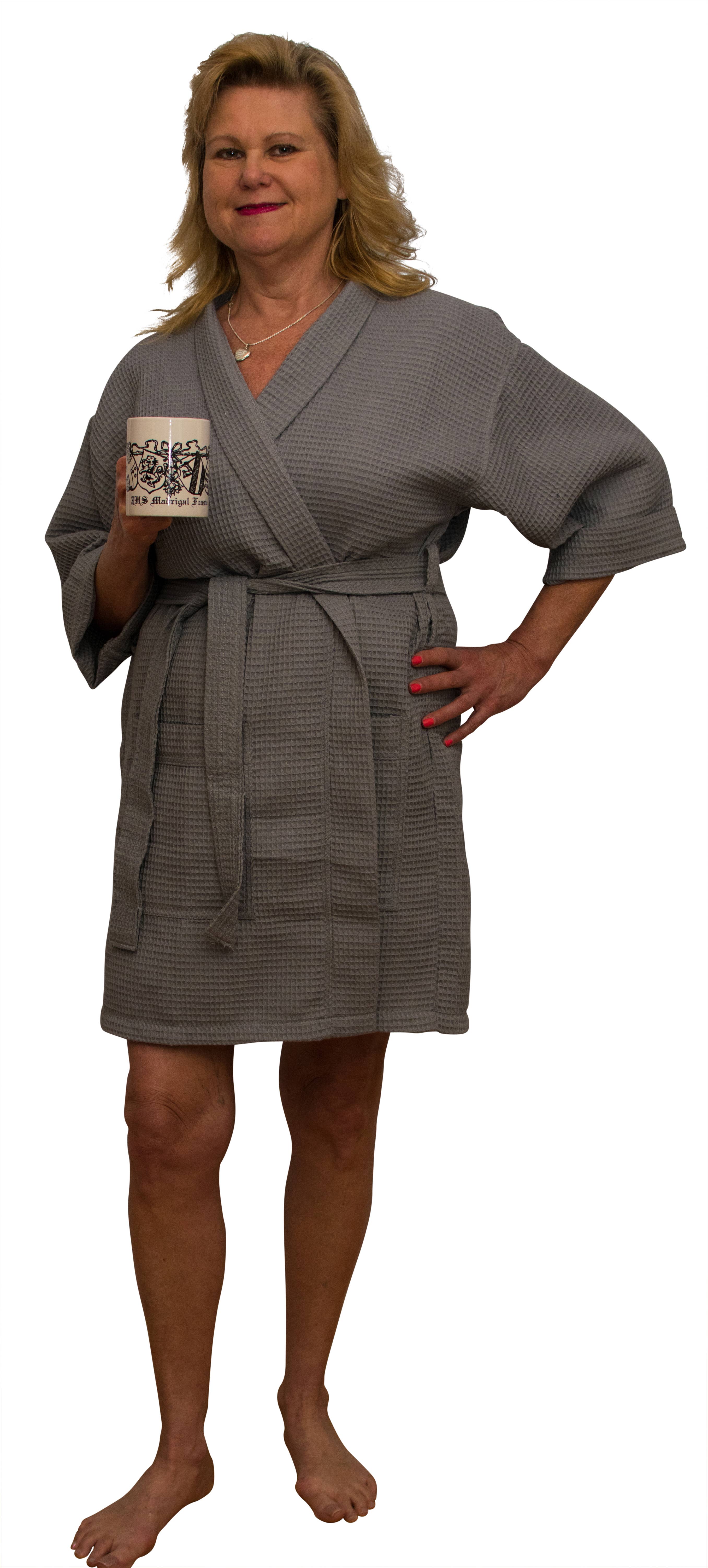Alan Pendergrass Robes - Wholesale Robe - Women's - Kimono Cotton Waffle Robe, 36" One Size fits Most3