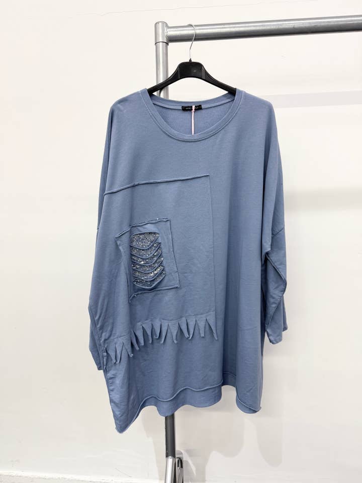 Lucy Sparks - Wholesale Tunic - Women's - Pure stretchy cotton plus size raw edged top with distressed4