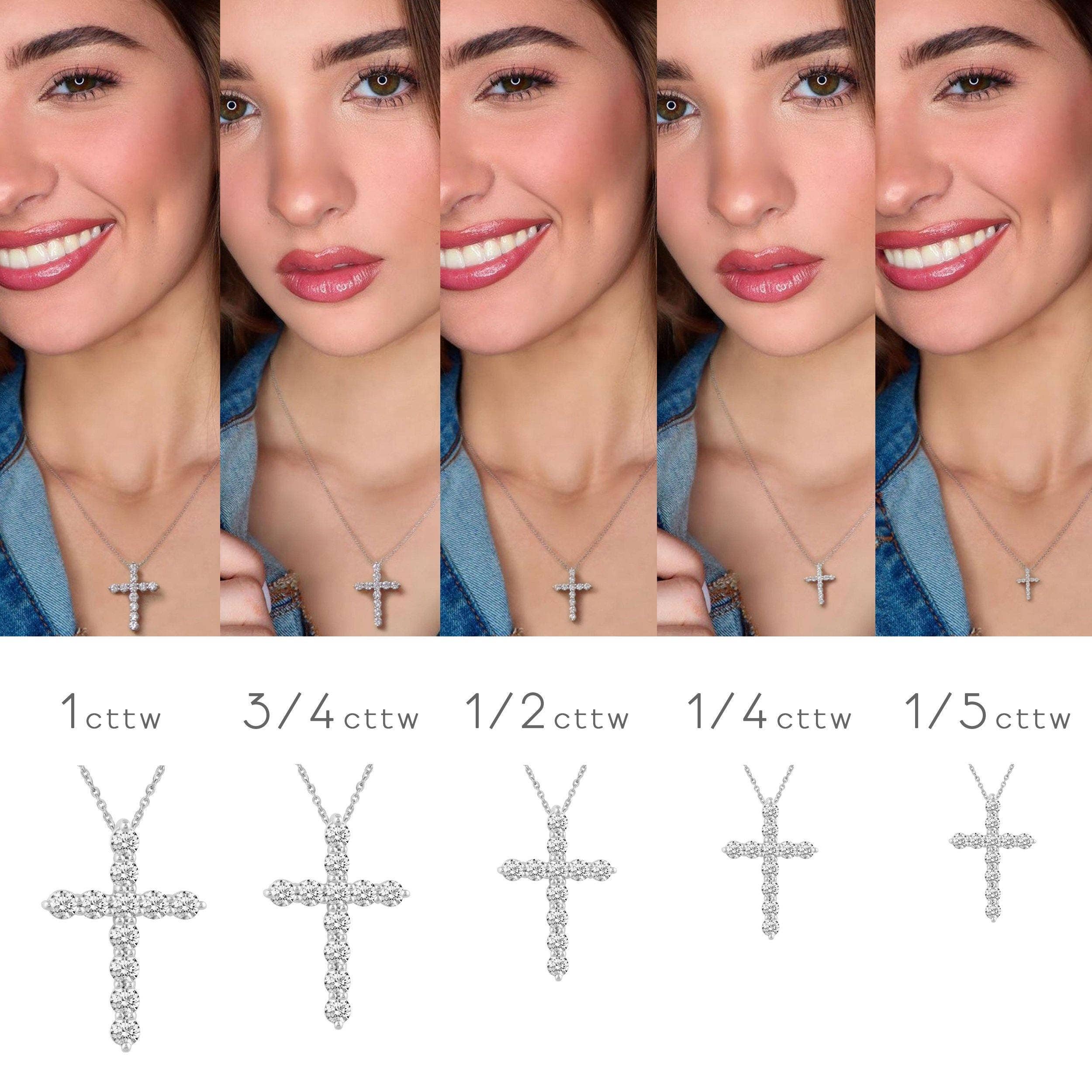 Fifth and Fine - Wholesale Pendant/Charm Necklace - 1/5Cttw to 1.00Cttw Classic Diamond Cross Pendant in Silver11