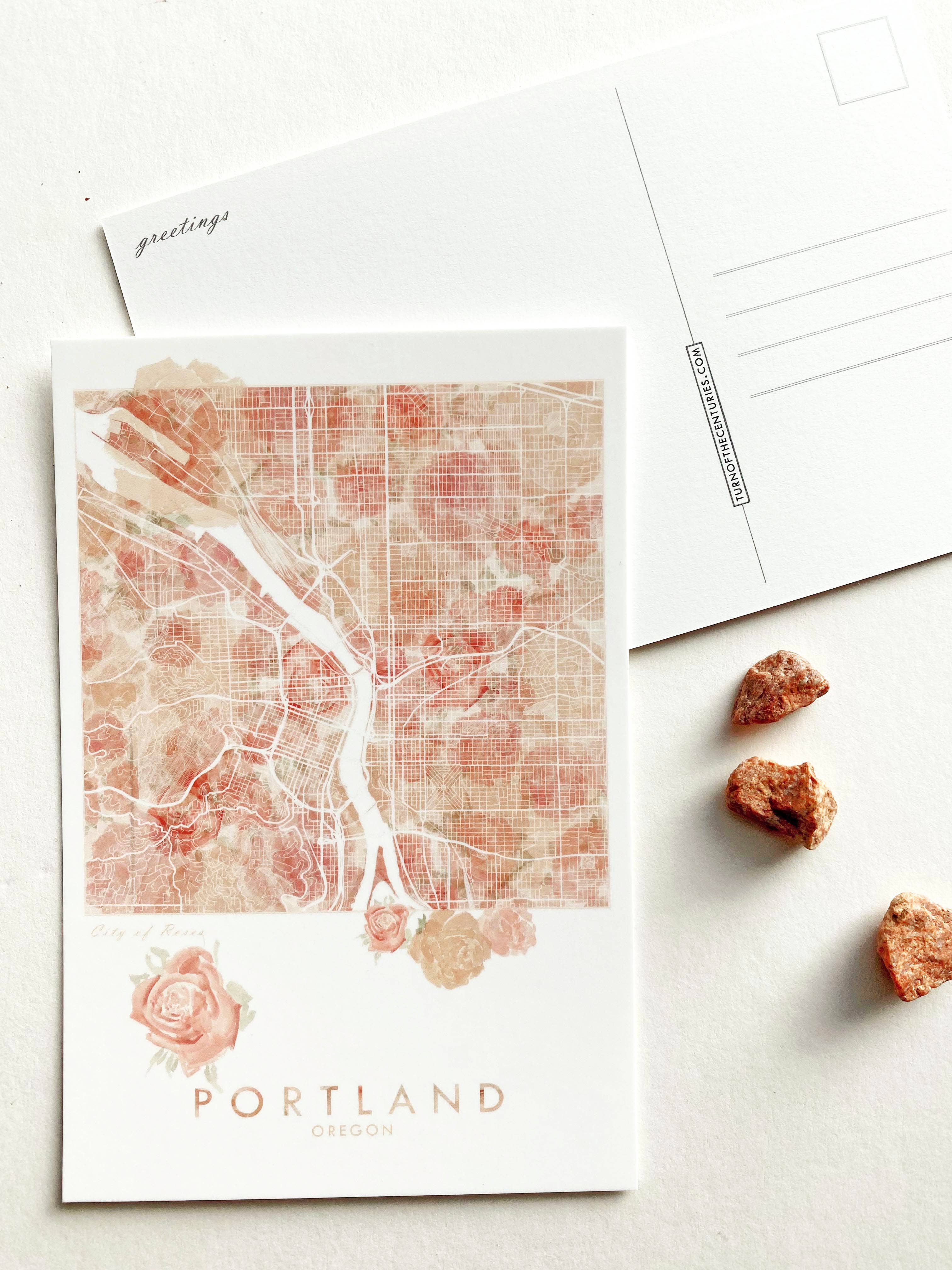 Turn-of-the-Centuries - Wholesale Postcard - PORTLAND Oregon ROSES Map Postcard1