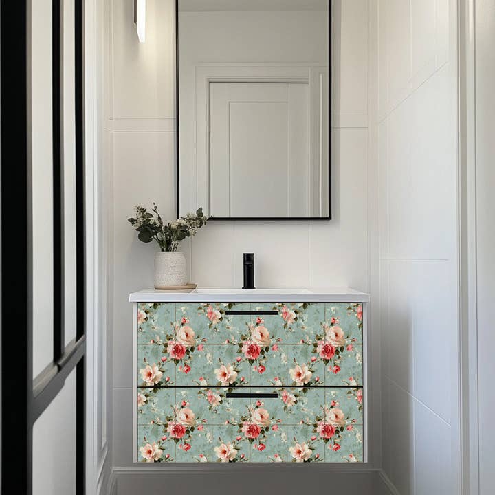 Mi Alma LLC – wholesale Wallpaper tile – Floral Rustic Grey Flower Pattern Peel And Stick Tile stickers Furniture Wallpaper Model - L45