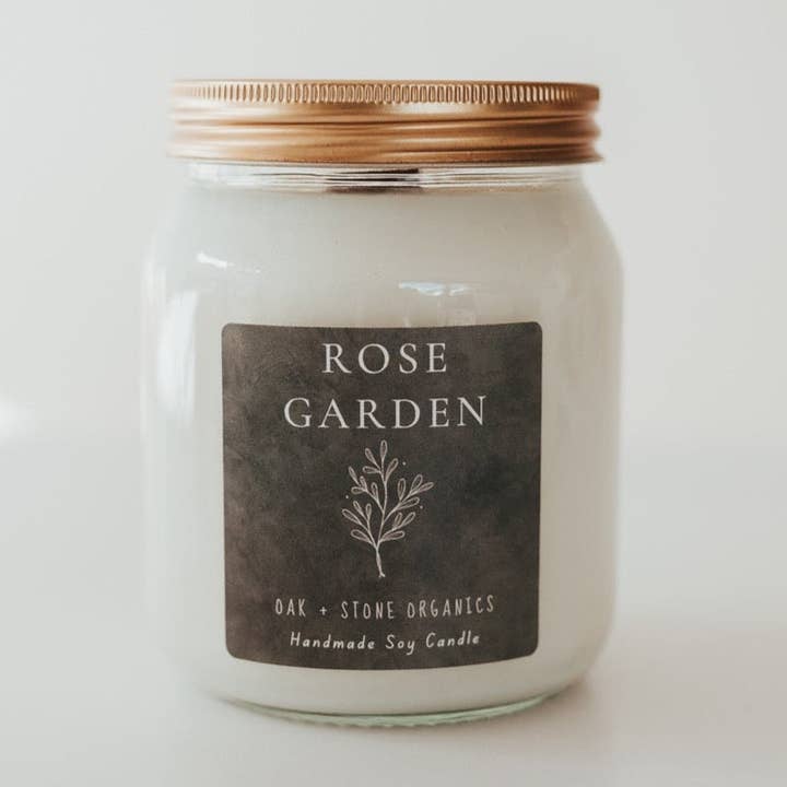 Rose Garden Aromatherapy Candle for wholesale by Oak and Stone Organics