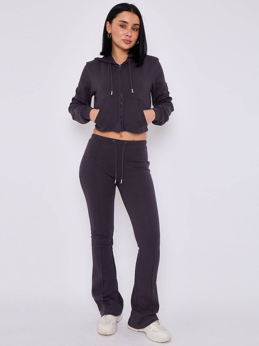 AX Labels - Wholesale Lounge Set - Women's - Interlock Cropped Zip Hoodie and Flared Trouser Set5