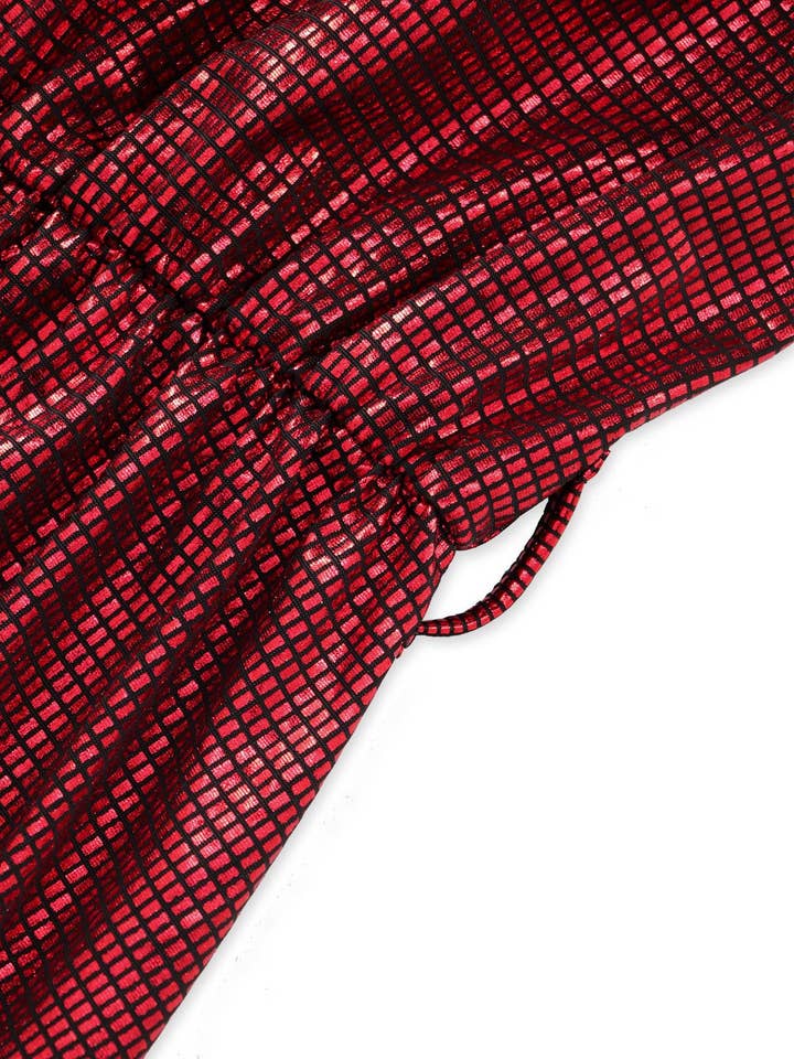 HIDDENBRAND - Wholesale Dress - Women's - Shiny Crewneck With A Large Swing Midi Dress4