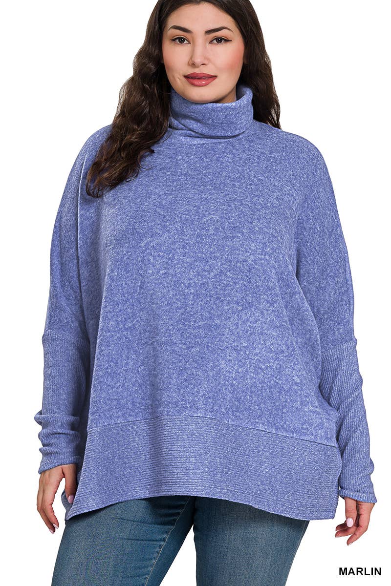 42POPS – wholesale Pullovertröja - Dam – .....1014 Plus Borstad Melange Hacci Polotröja SI-267889