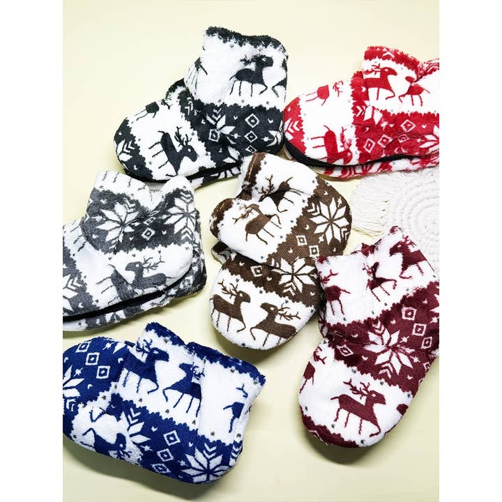 Kids Reindeer Non Slip Winter Socks Shoes for wholesale by Funteze