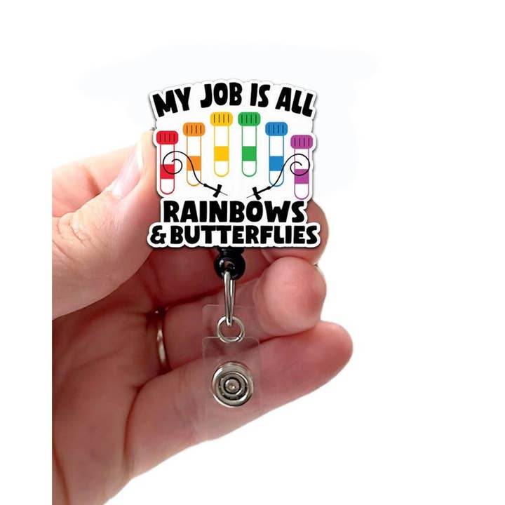 Good Girl Gone Badge - Wholesale Badge Accessory - Women's - Badge Reel, My Job is All Rainbows Acrylic badge Holder