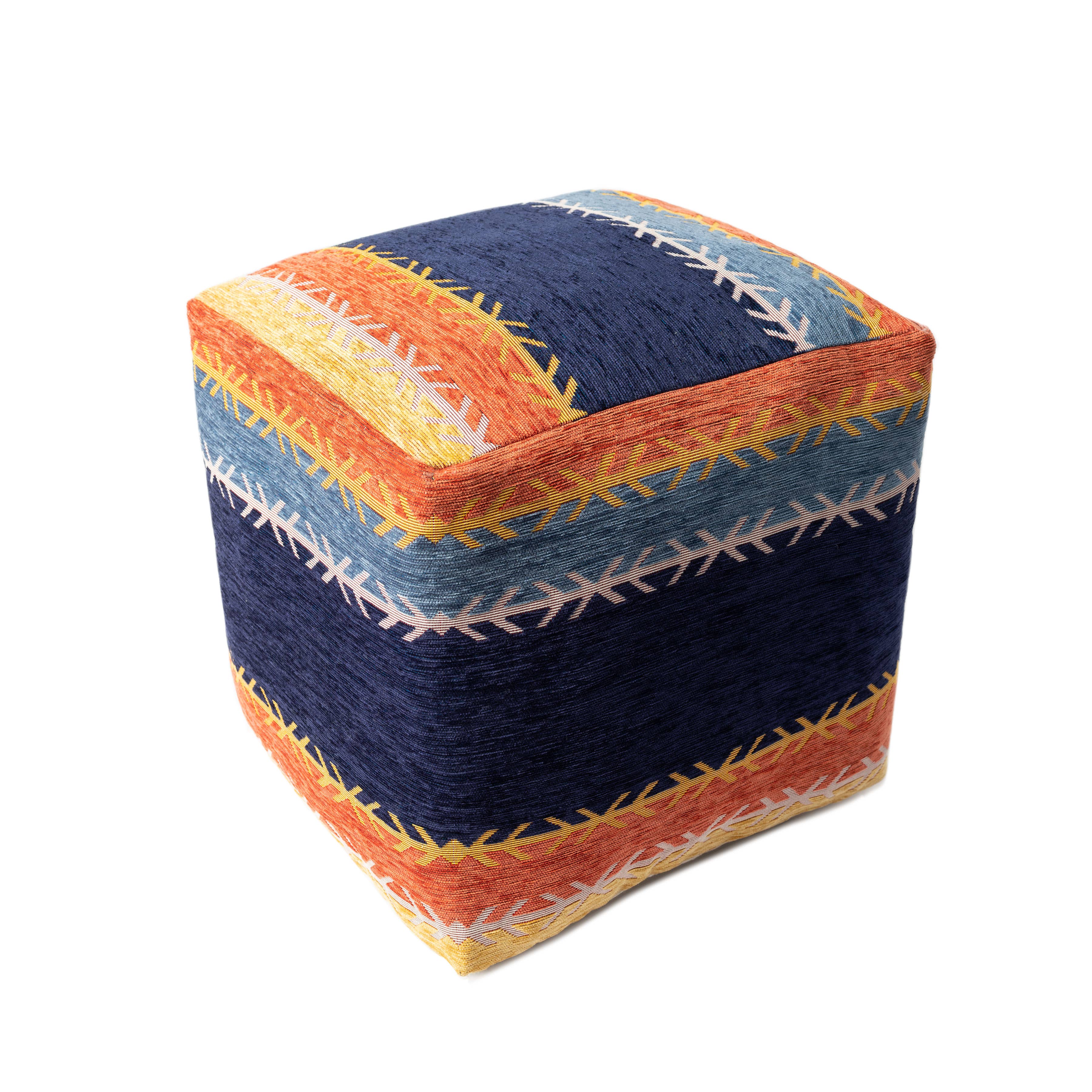 LR Home - Wholesale Pouf - Melisa Bohemian Turkish Stripe Ultra-Soft Pouf, Multicolored3