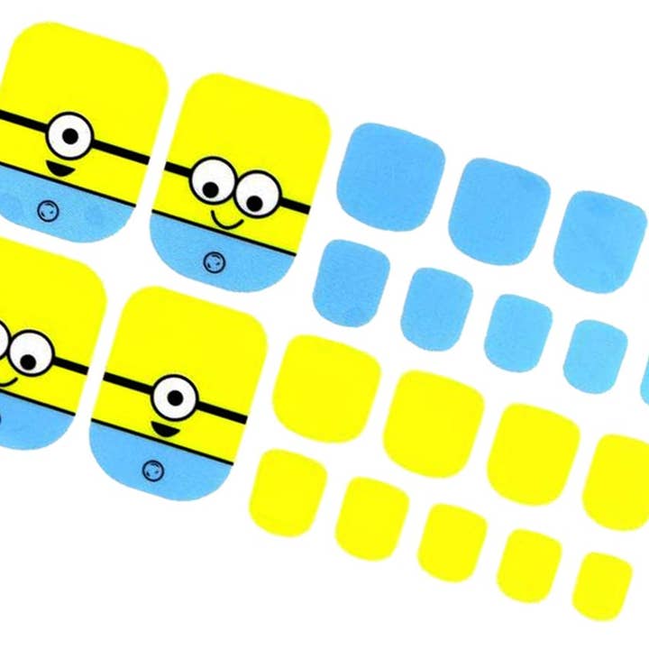 ClebleNails - Vente Nail Art/Autocollant pour les ongles - Minions Cute Toe Nail Wraps/Bandes de vernis à ongles d'orteil bleu jaune/Kawaii Kids Toe Nail Stickers/Pédicure Femmes Nail Wraps Livraison gratuite