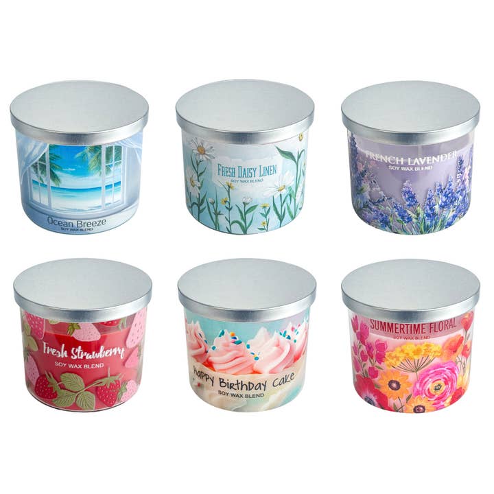 14oz Springtime Bash Printed Glass Candle Collection for wholesale by Opportunities