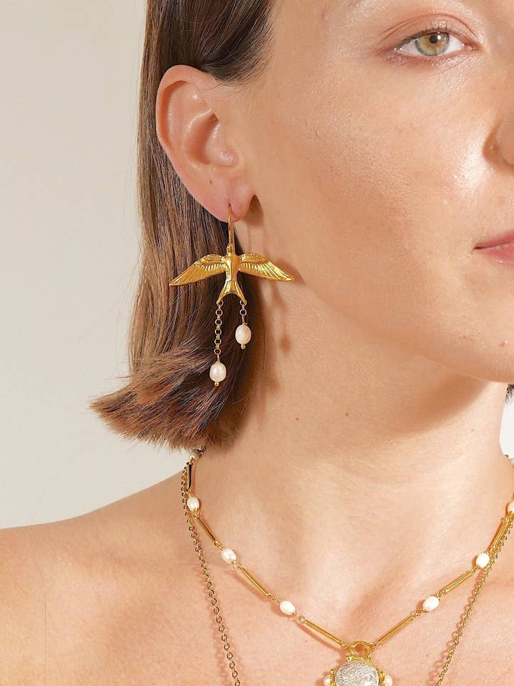 Flying Pearl Earrings for wholesale by Shinyland Llc dba Aquadan.co (Wholesale)