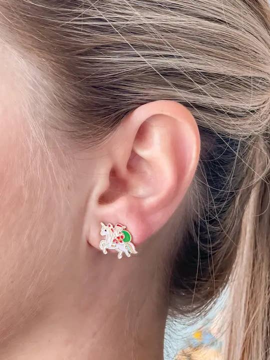 'Santa's Magical Christmas' Unicorn Signature Enamel Studs for wholesale by Prep Obsessed Wholesale