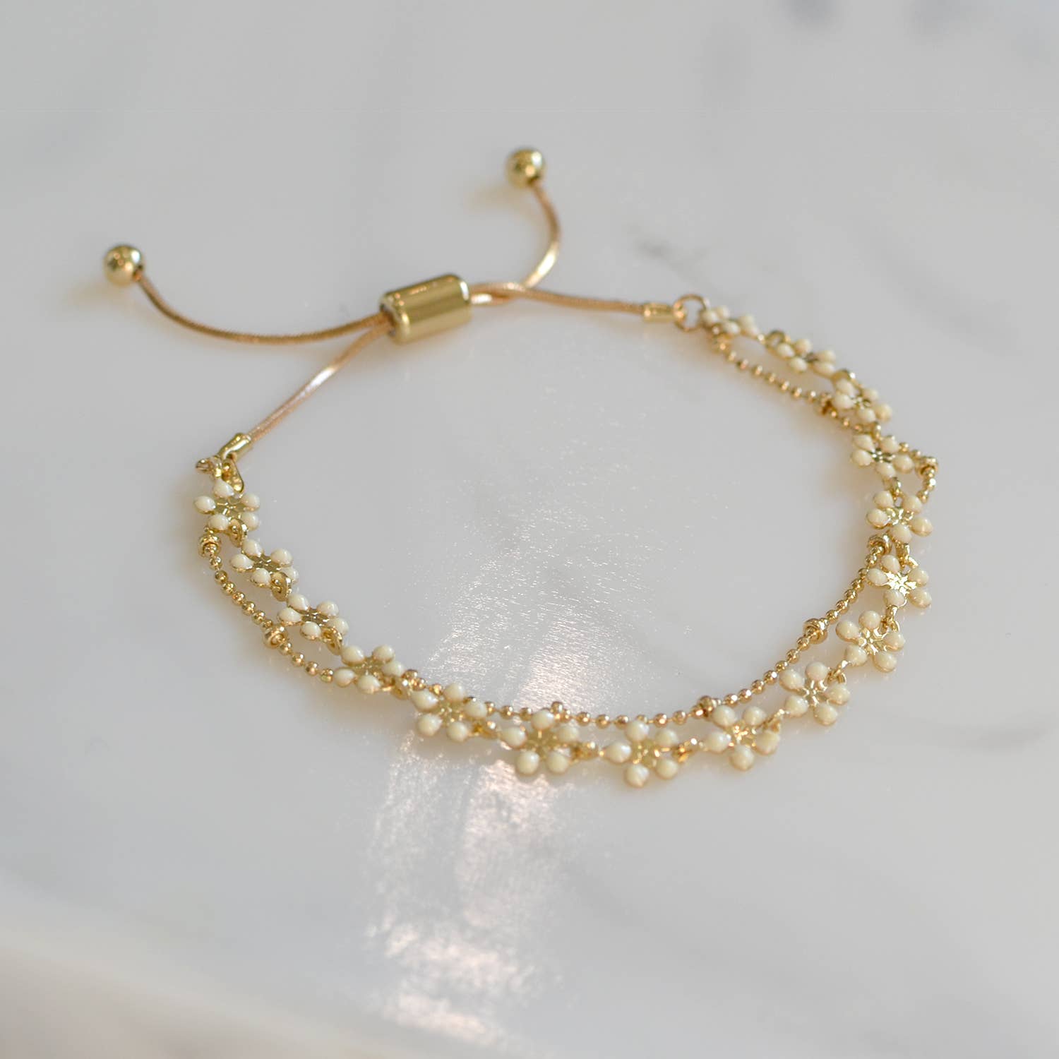 StarryNYC - Wholesale Schakelarmband - Verstelbare kettingarmbanden met gekleurde epoxyemaille bloemen5