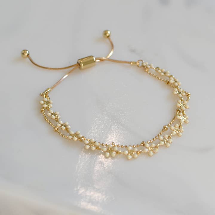 StarryNYC - Wholesale Link & chain bracelet - Color Epoxy Enamel Flower Adjustable Chain Bracelets15