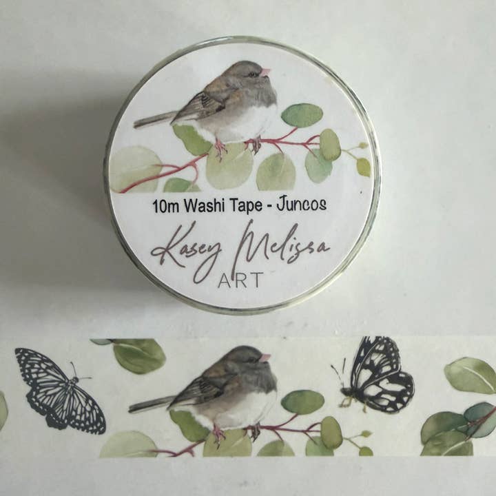 Washi Tape / Junco Birds and Butterflies for wholesale by Kasey Melissa Art