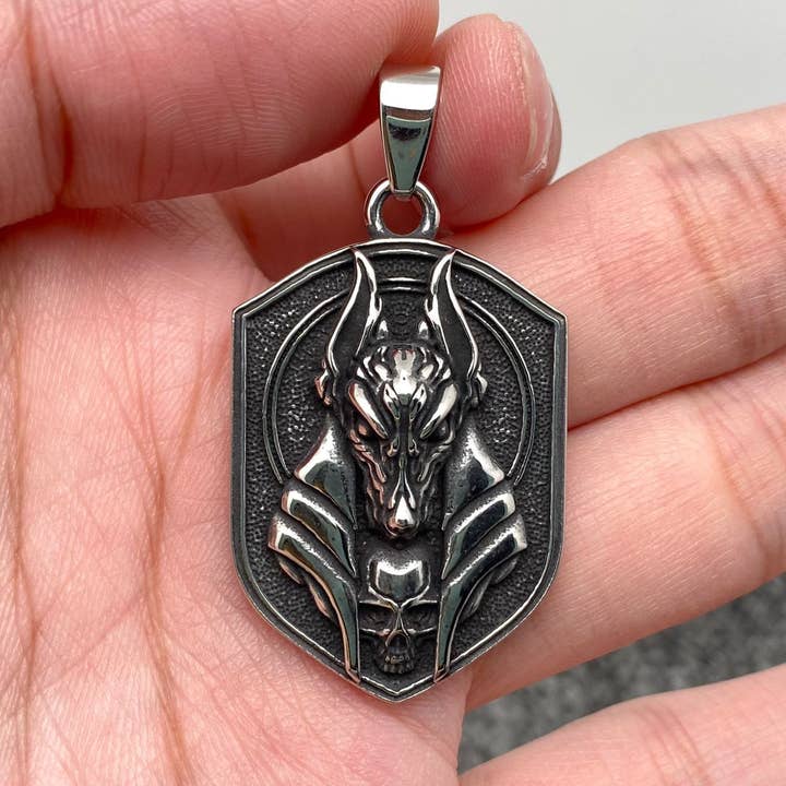 Stainless Steel Vintage Egyptian Skull Anubis Pendant-MJ/MNP for wholesale by Mio Queena