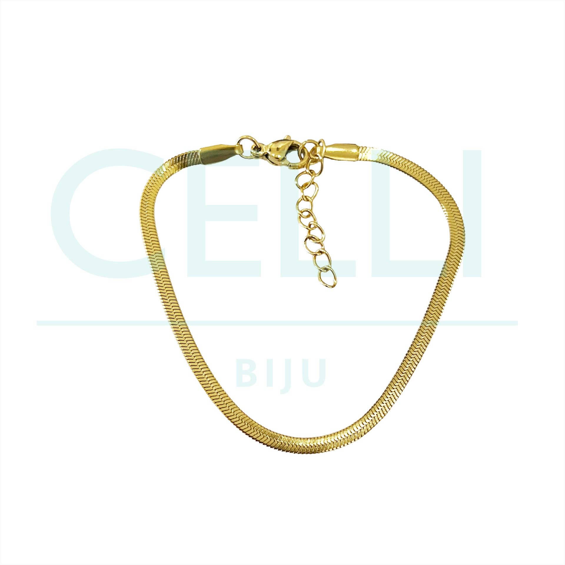 Celli Biju - Wholesale Link & Chain Bracelet - Steel Bracelet - Fine Flattened Snake 2.5mm 2mm5