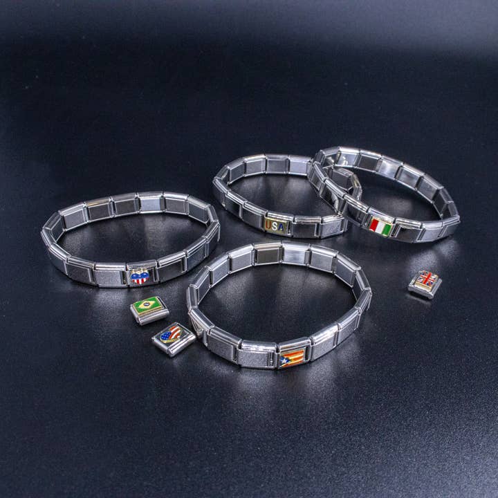 Natalia - Wholesale Individual Charm/Pendant - Italian Charms - UK Flag, 9mm Enamel Bracelet Links