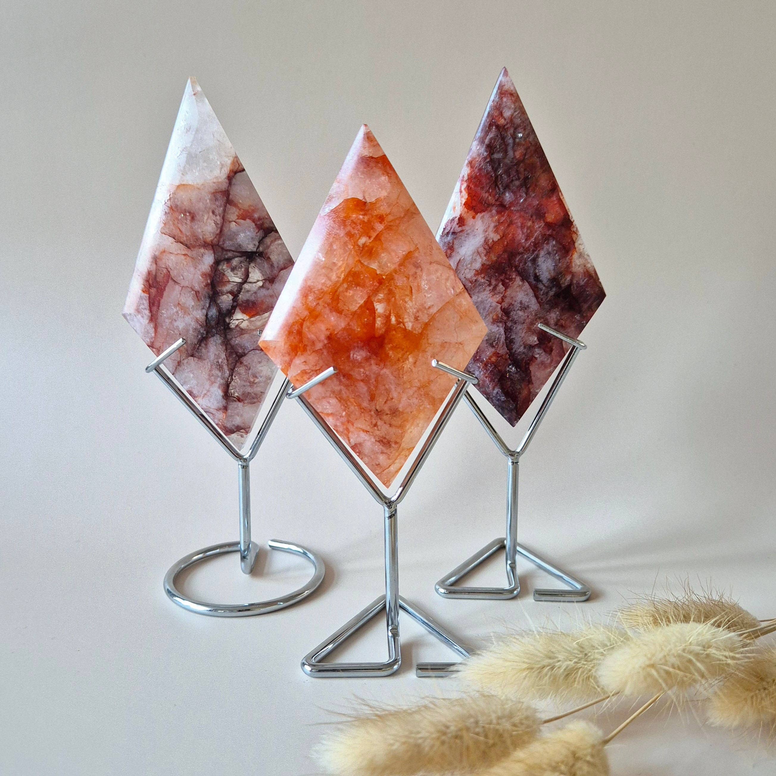 Moonlight Gemstones - Wholesale Spiritual Stone/Crystal - Gemstone A quality Fire Quartz Diamond on Stand – Energy, Passion & Perseverance0