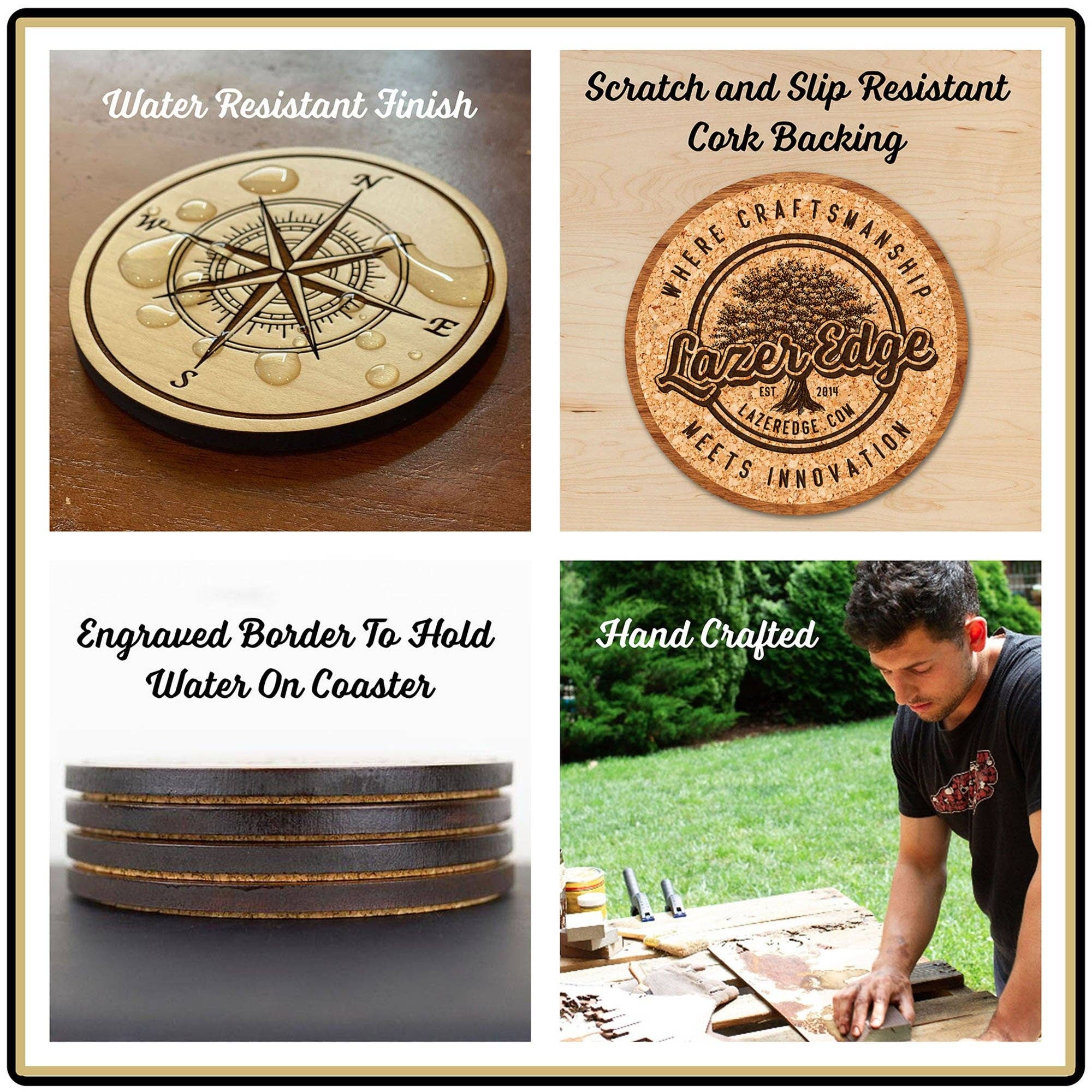 LazerEdge - Wholesale Coasters - Virginia Tech University Fight Song Coaster – Crafted from Cherry or Maple Wood – Virginia Tech Hokies2