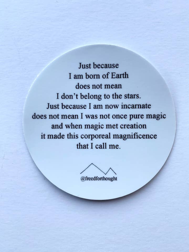Poetry Sticker - "Just Because" for wholesale by Maya Joy in the World