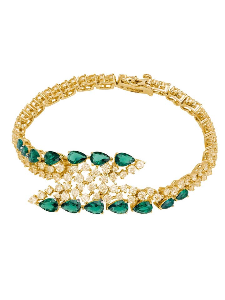 Bracelet de tennis baronne émeraude or pour la vente par Latelita