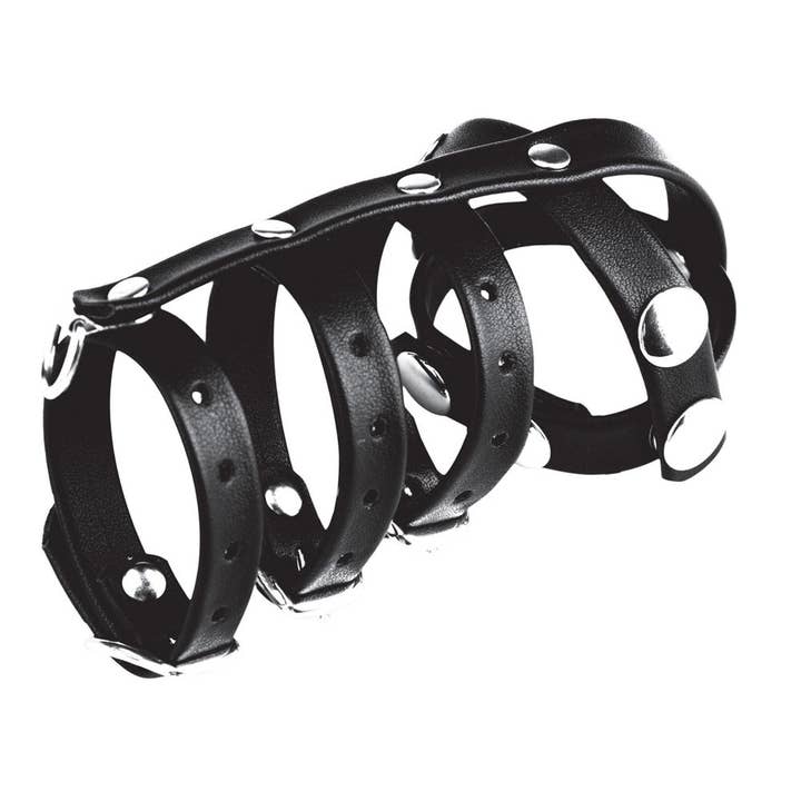 Triple Cock & Ball Strap with Leash Lead for wholesale by Lux Fetish Store