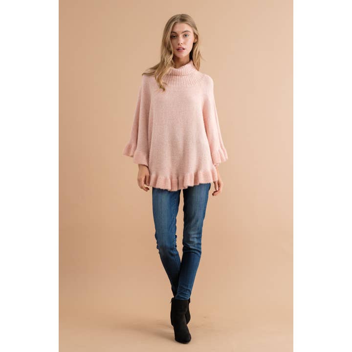 Sweet Generis - Wholesale Poncho - Women's - Poncho Sweater - Light Pink Color15