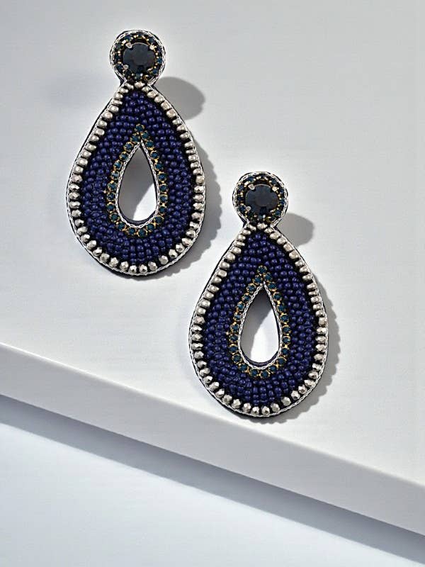 MIX JEWEL BEADED TEARDROP EARRING for wholesale by Andrea Bijoux