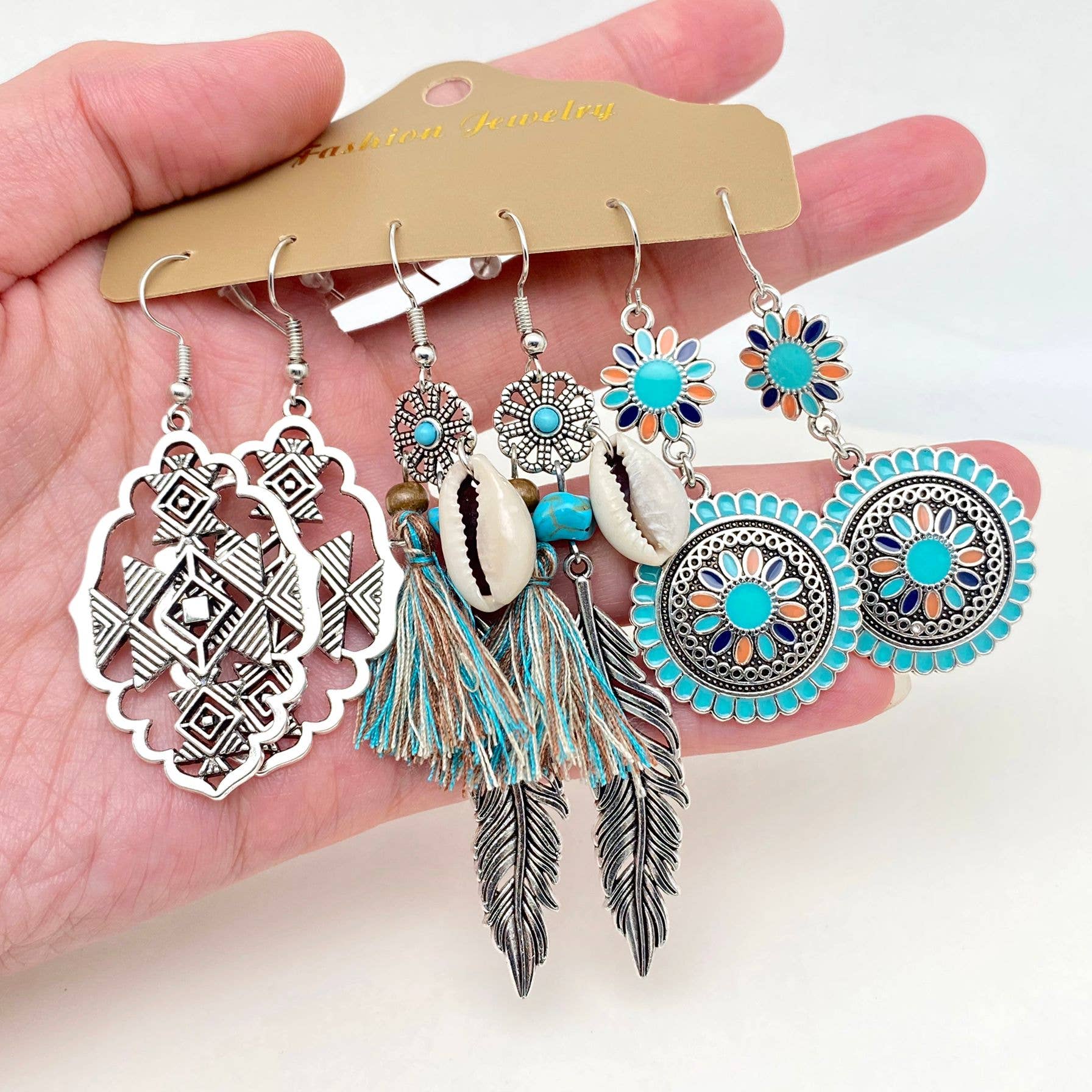 Mio Queena – wholesale Jewellery set – 3Pairs/set Boho Earrings in Different Styles - BJ46
