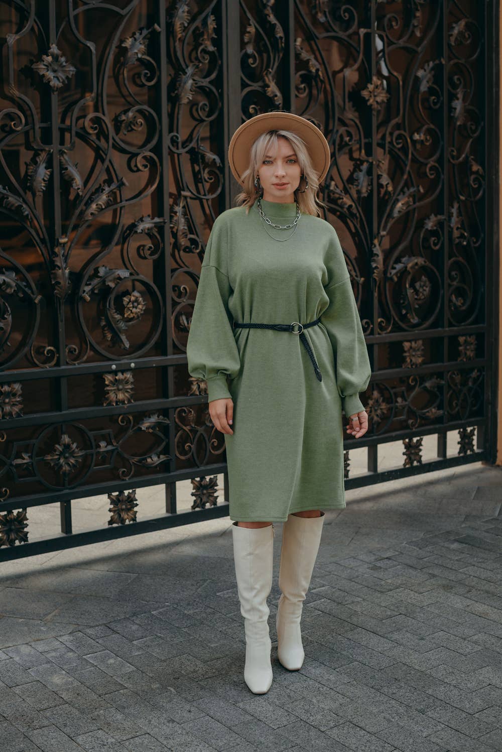 Azuri - Wholesale Dress - Women's - Angora dress with voluminous sleeves0