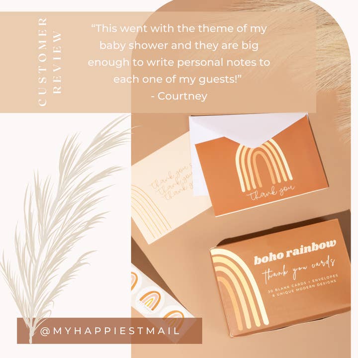Lain & Lou - Wholesale Thank You Card - Rainbow Boxed Thank You Cards Bulk | 30 Pack with Envelopes7