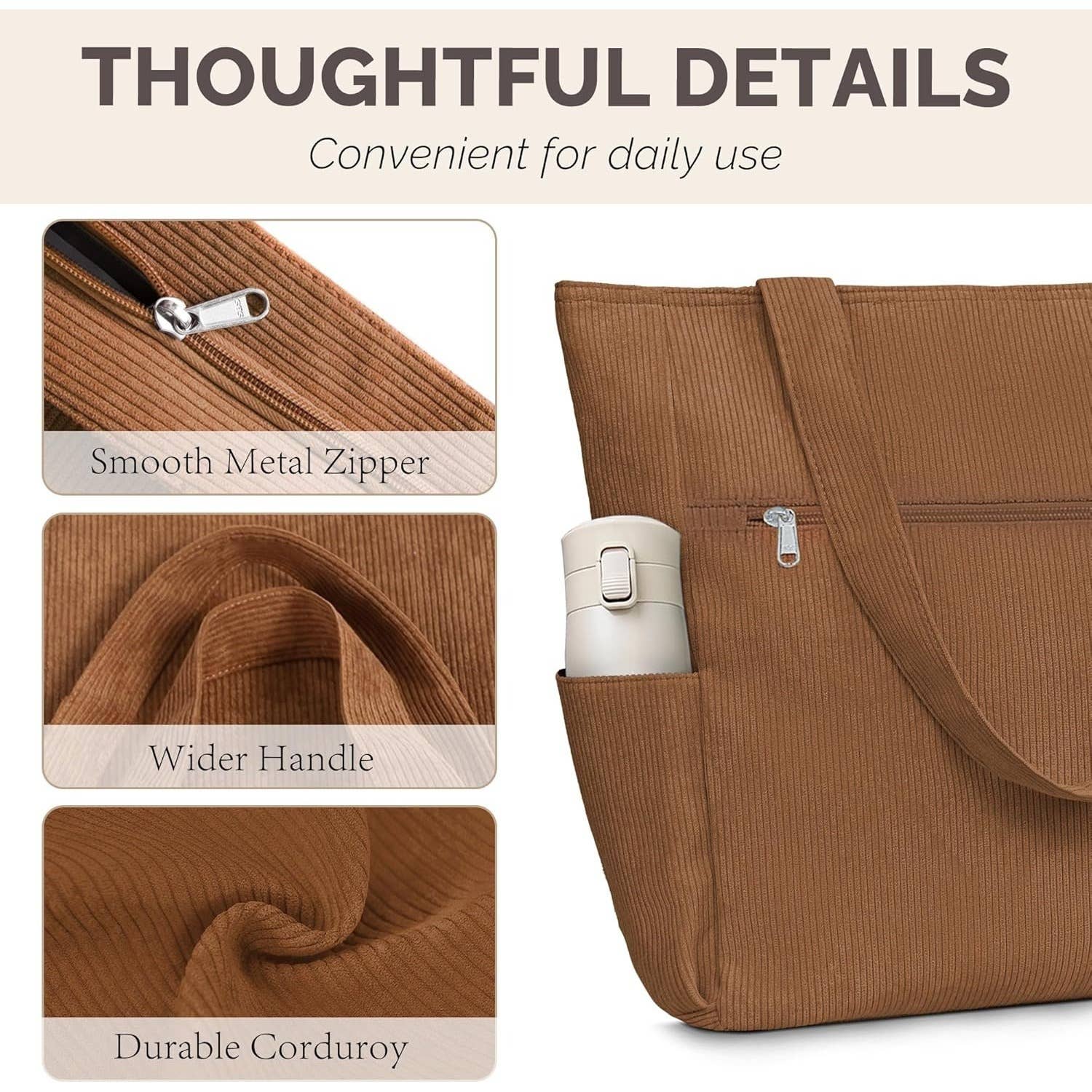 NARWEY INC – Sacola - Mulher por atacado – Grande Saco de Veludo Canelado Buringer para Viagem, Ginásio, Férias7