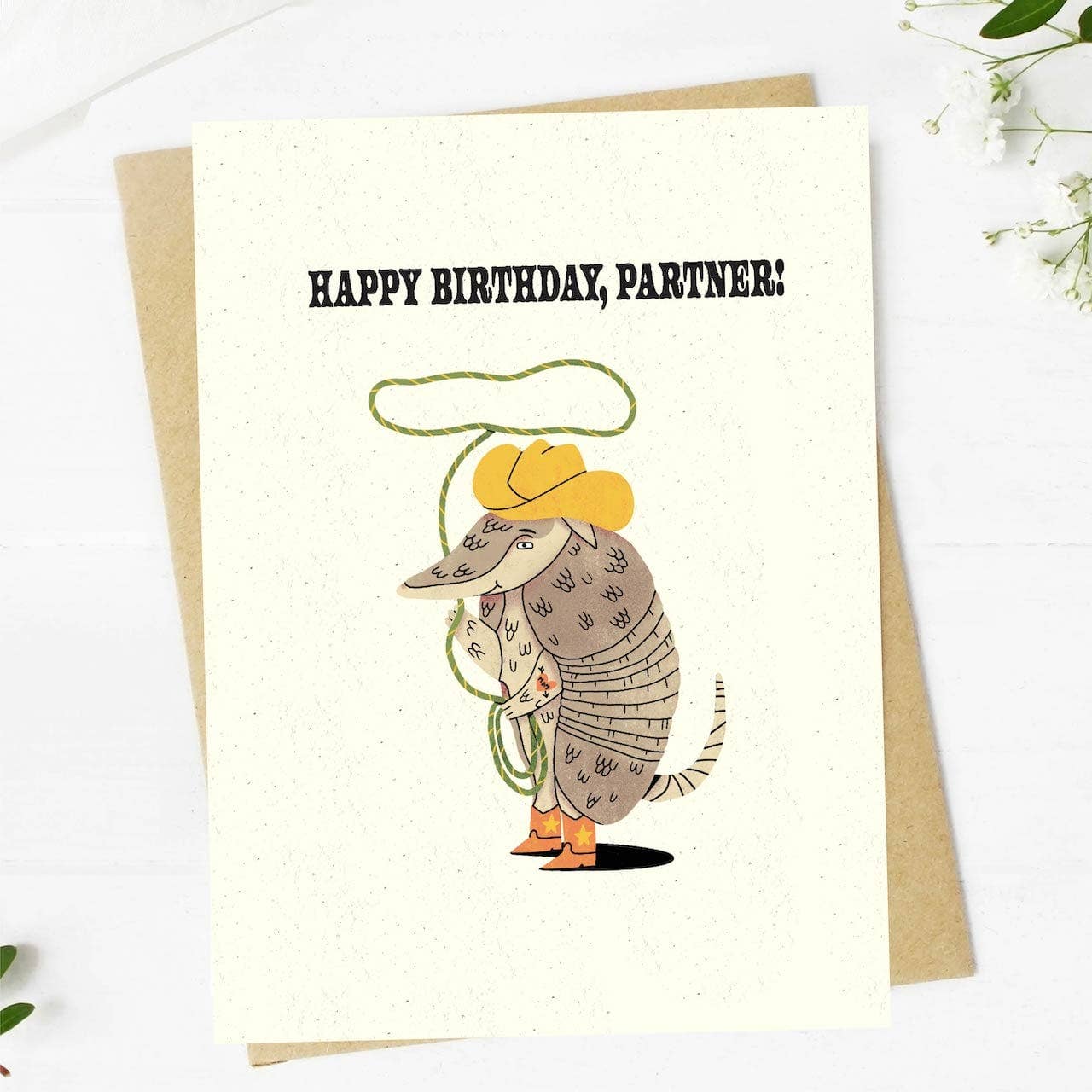 Big Moods - Wholesale Birthday Card - "Happy Birthday, Partner" Armadillo Birthday Card3