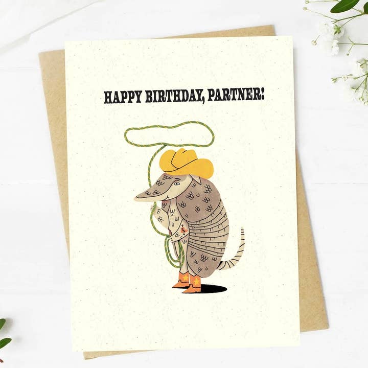 Big Moods - Wholesale Birthday Card - "Happy Birthday, Partner" Armadillo Birthday Card3