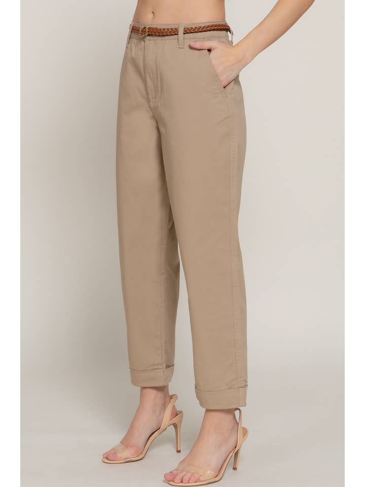 Active Basic | Active USA - Wholesale Pants - Women's - Chino Pants with Braided Belt8