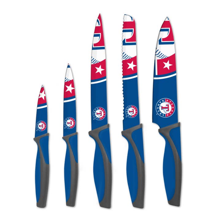 MLB Texas Rangers 5pc Kitchen Knife Set for wholesale by Inglasco Inc.