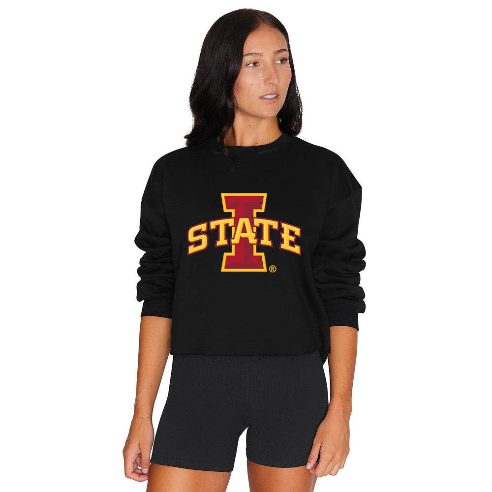 Lojo Collegiate Apparel - Wholesale Graphic Sweatshirt - Women's - Iowa State Black Crewneck2