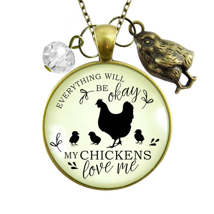 Chicken Necklace All is Okay My Chickens Love ^ for wholesale by Gutsy Goodness