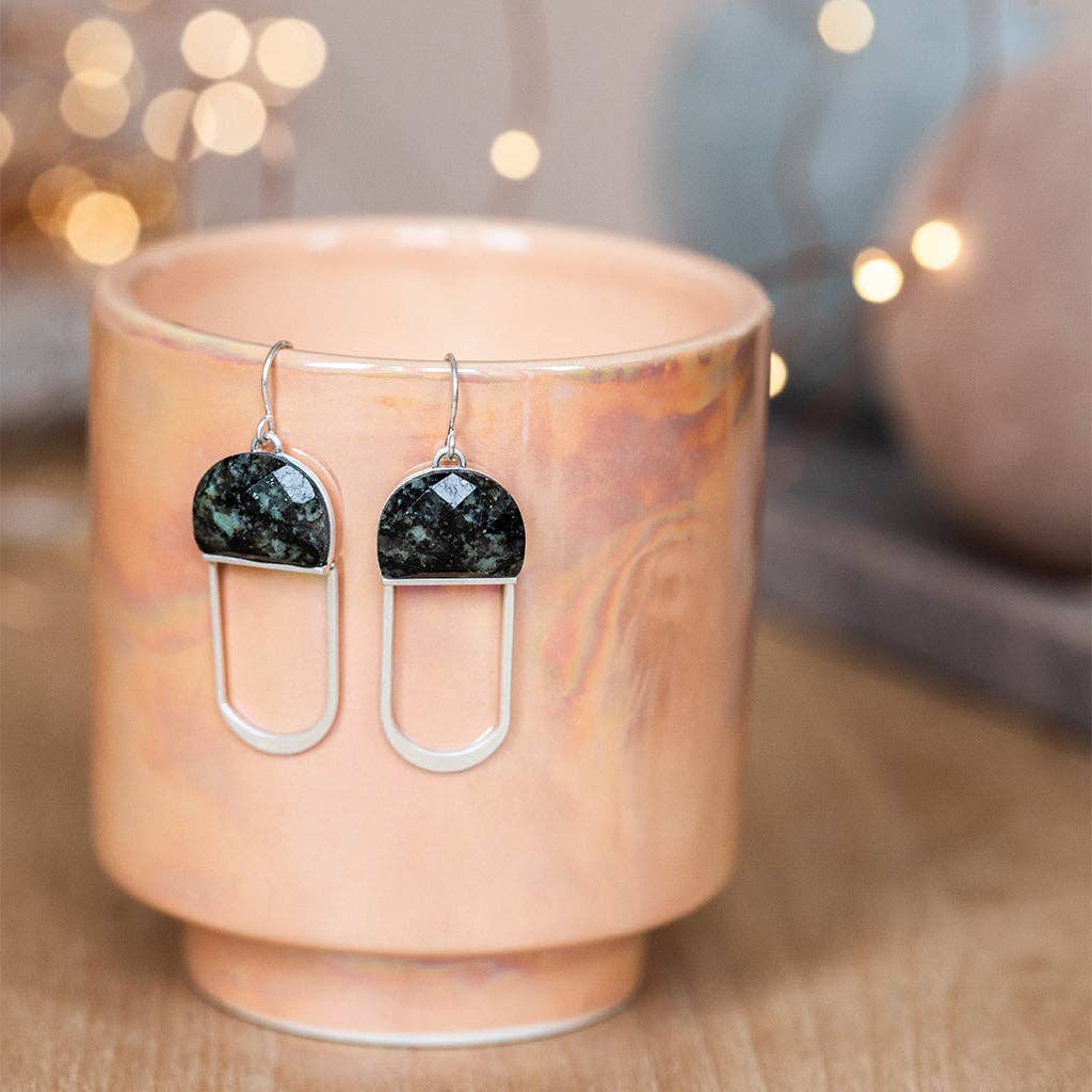 Scout Curated Wears - Wholesale Dangle Earrings - Modern Stone Chandelier Earring - Amazonite/Gold3