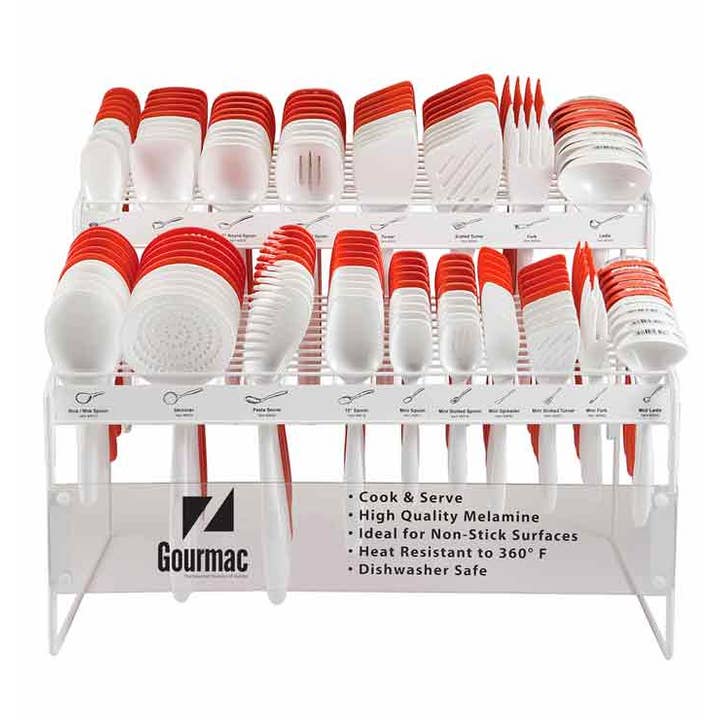 180 Melamine Utensils with Display Rack for wholesale by Gourmac