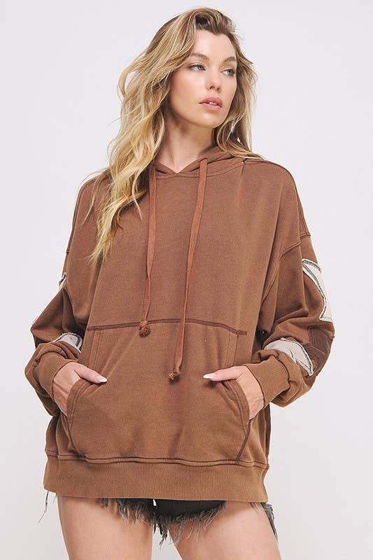 JADE BY JANE PLUS - Wholesale Hoodie - Dames - PLUS SIZE MINERAAL GEWASSEN LANGEMOUWEN STER GEPATCHTE HOODIE17