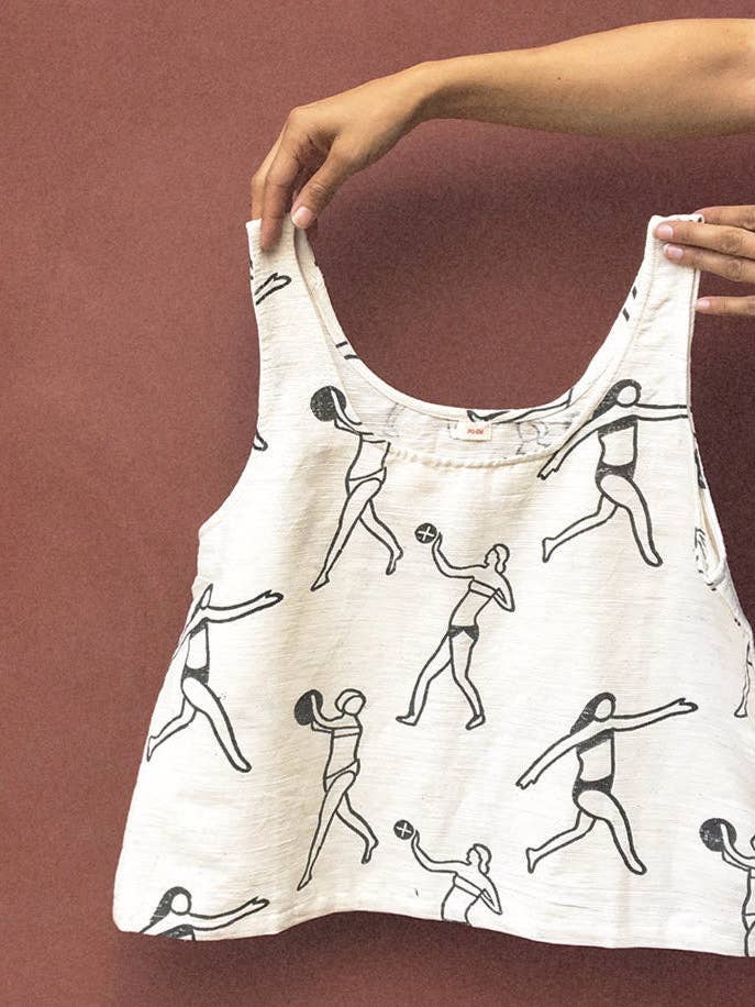 Classic Cotton Tank Top in Villa Block Print for wholesale by PO-EM