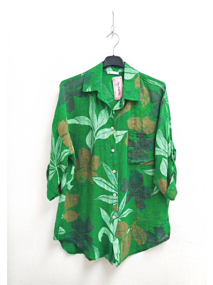 Superbia - Wholesale Button Down Shirt - Women's - Italian One Size Full Button Flower Cotton Blouse UK 8-164