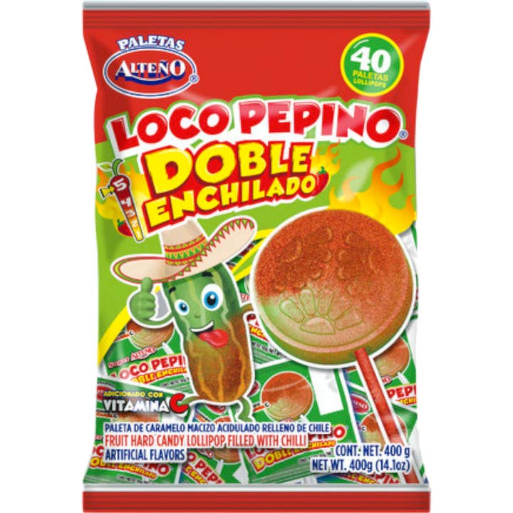 Alteno Pica Pepino Spicy Cucumber Lollipop for wholesale by Cow Crack Wholesale