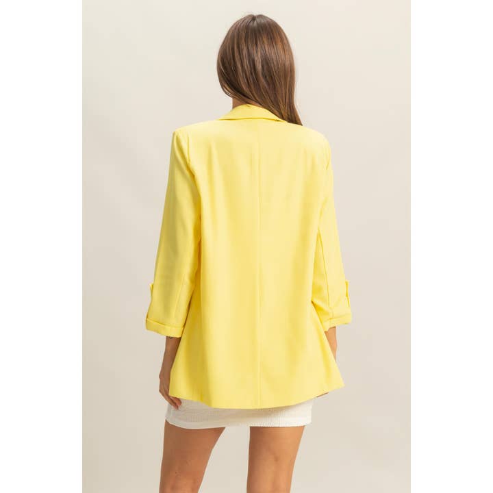 HYFVE - Wholesale Blazer - Women's - HF25A266-Roll-Up Three Quarter Sleeve Open Blazer